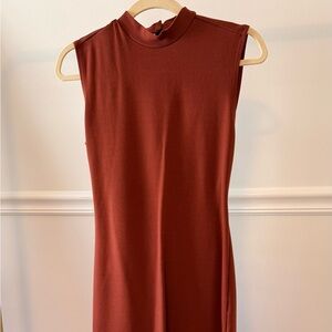 Open Edit Brown Rust Sleeveless Midi Dress